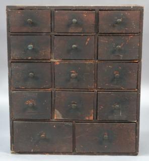 Appraisal: Spice chest with fourteen drawers small and large in original