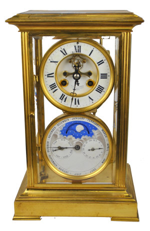 Appraisal: A Howel James Victorian brass four glass perpetual calendar mantel