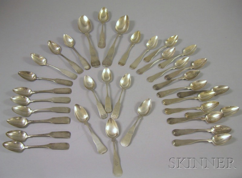 Appraisal: Approximately Thirty-five Coin Silver Spoons Gerrish Harding Lowell Setner E