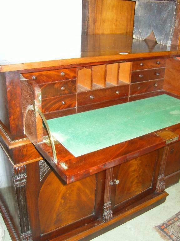 Appraisal: A th century mahogany secretaire chest the pull out drawer