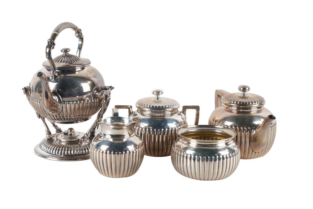 Appraisal: ASSEMBLED AMERICAN STERLING MELON-FORM TEA SERVICEmarked Sterling and with retailer's