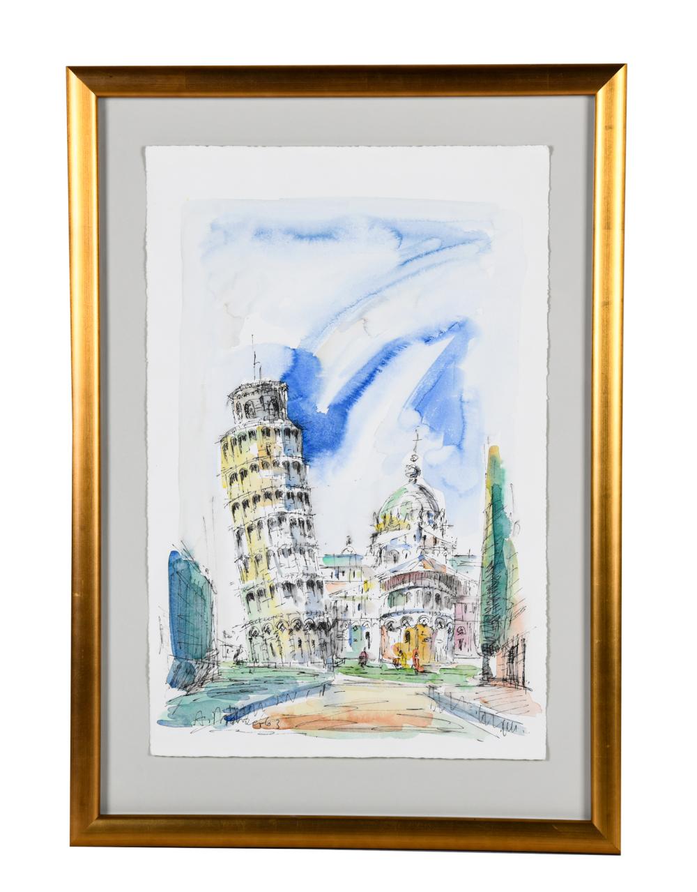 Appraisal: PAIR OF MID-CENTURY ITALIAN STREET SCENEScirca watercolor on paper signed