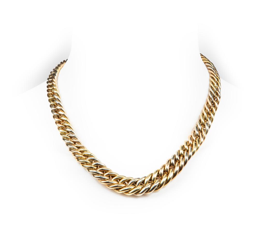 Appraisal: KT TRICOLOR GOLD CUBAN CHAIN NECKLACE kt Tricolor Gold Cuban