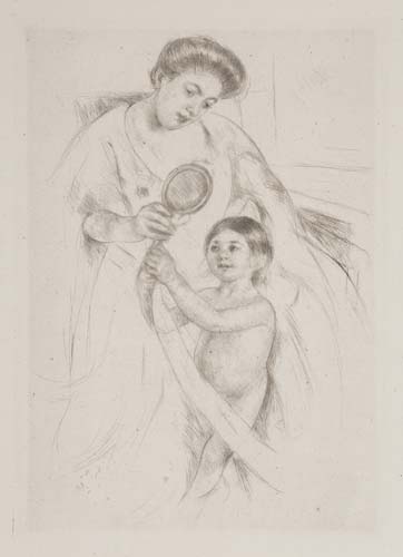 Appraisal: MARY CASSATT Looking into the Hand Mirror No Drypoint circa