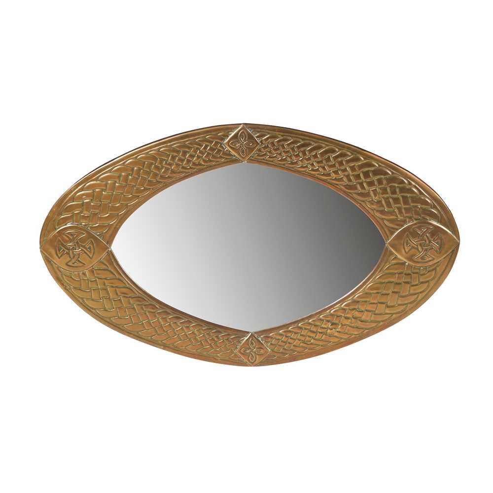 Appraisal: ALEXANDER RITCHIE - IONA CELTIC REVIVAL MIRROR CIRCA brass mirrored