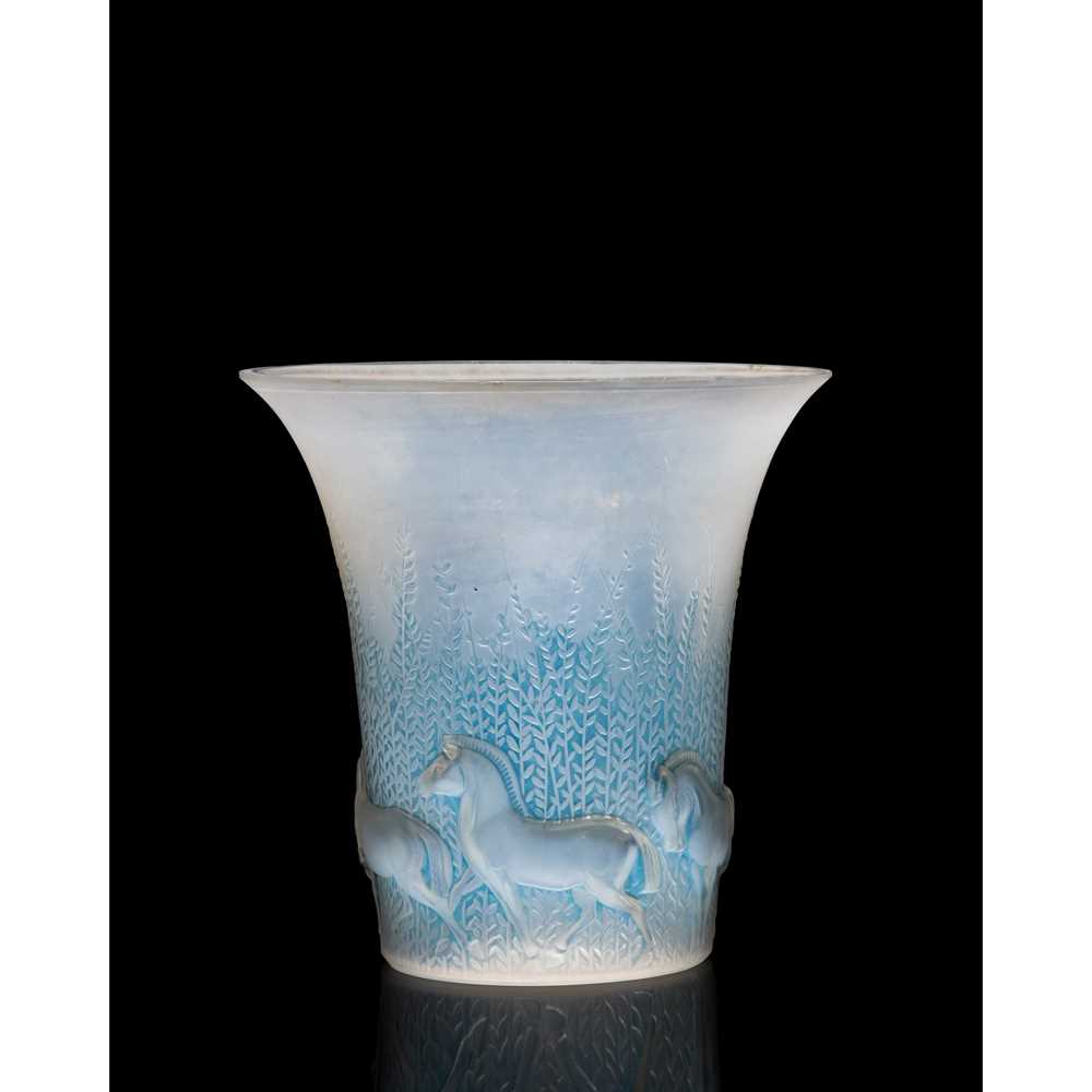 Appraisal: REN LALIQUE FRENCH - CHEVAUX VASE NO designed cased opalescent