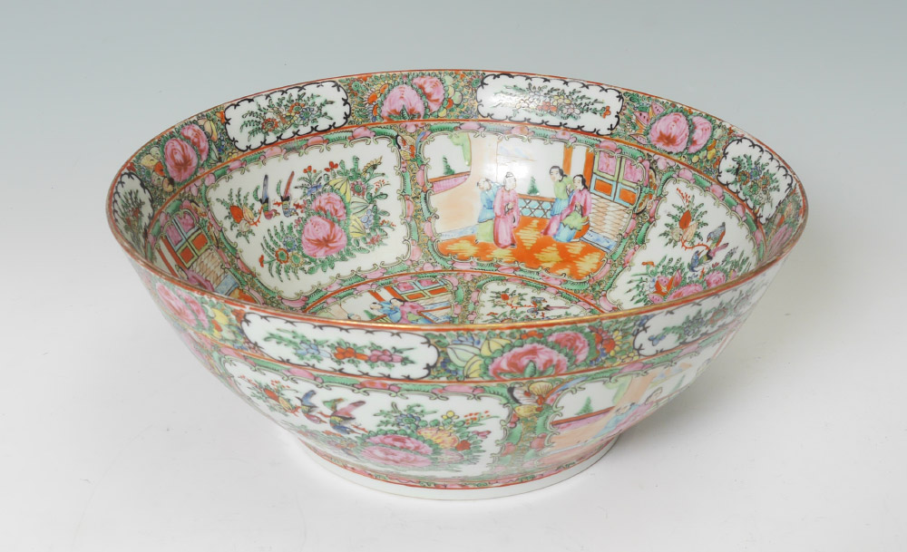 Appraisal: CHINESE ROSE MEDALLION PUNCH BOWL Interior and exterior decorated with