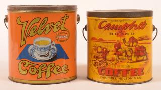 Appraisal: Two Antique lithograph Adverting Coffee Tins Campbell Brand Coffee lbs