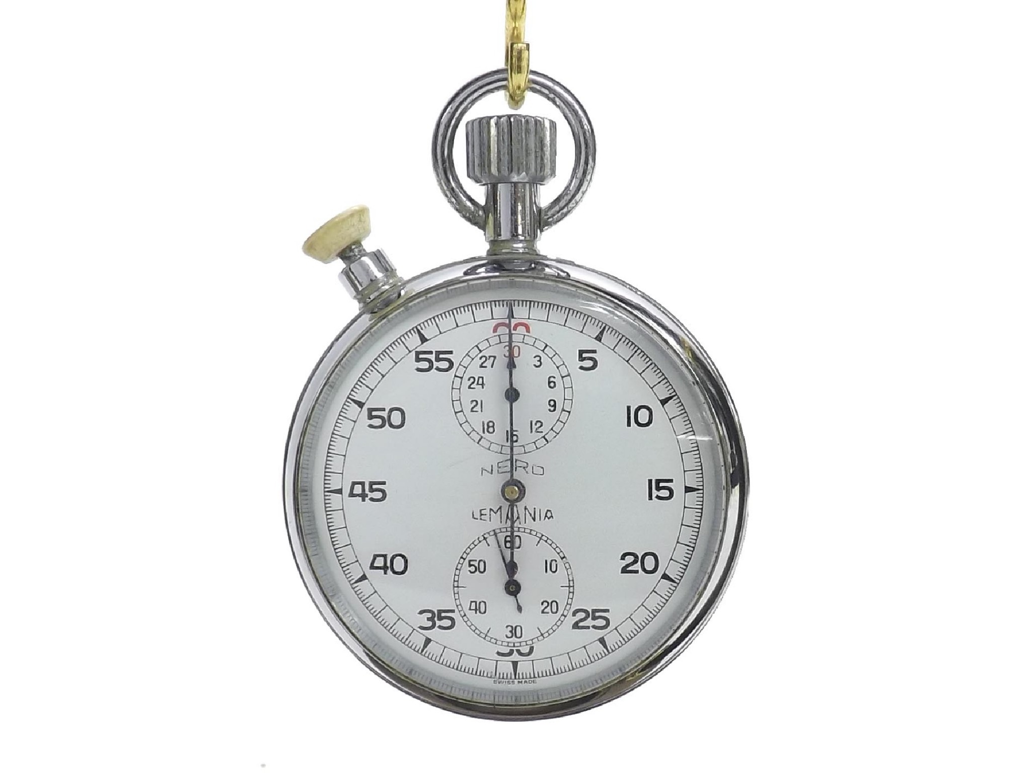 Appraisal: Nero Lemania military issue chrome cased split second pocket stopwatch