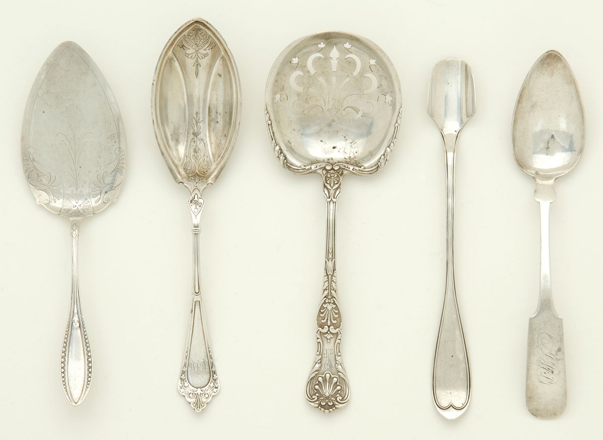 Appraisal: EIGHT AMERICAN SILVER SERVING PIECES Pea spoon by Gorham in