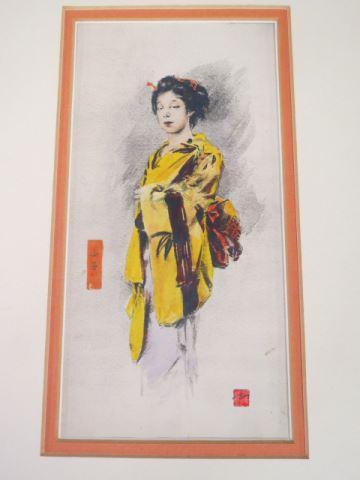 Appraisal: Robert Blum hand colored lithographJapanese woman well listed artist with