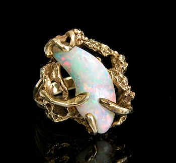 Appraisal: A Freeform Gold Ring with Opal Cabochon k yellow gold