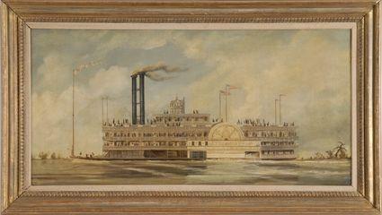 Appraisal: AMERICAN SCHOOL THE PADDLEWHEELER SUZANNA Oil on canvas x in