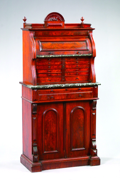 Appraisal: Victorian Burled Walnut and Walnut Dental Cabinet fourth quarter th