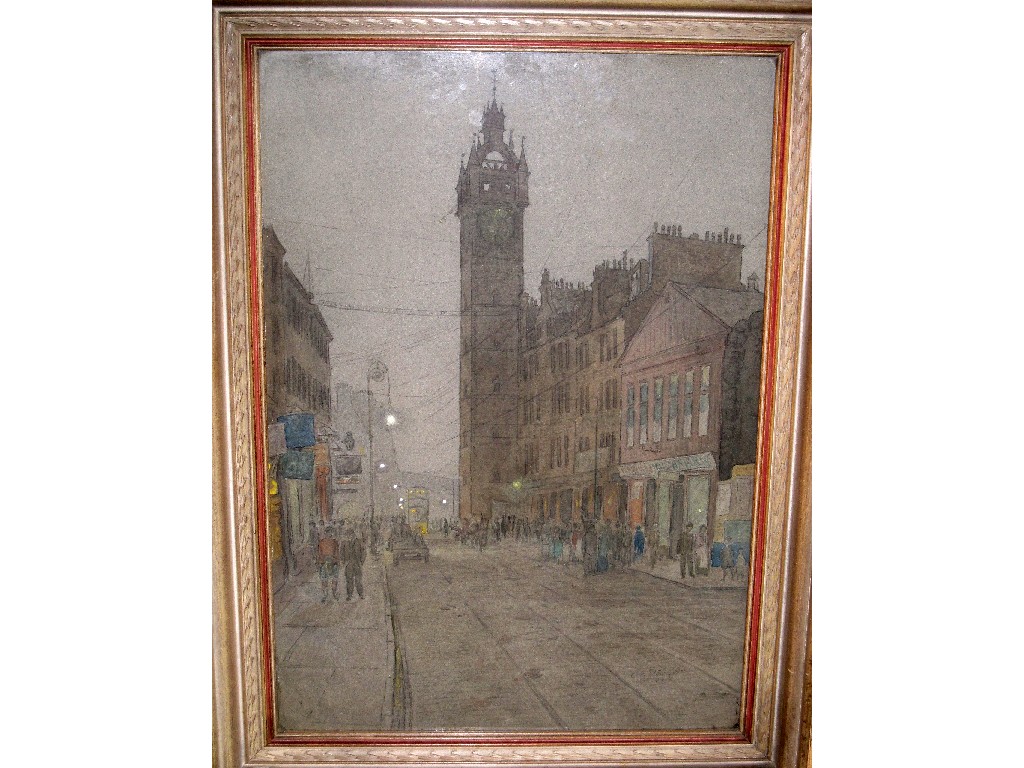 Appraisal: CHARLES EDWARD STEWART Wash over pencil 'The Tollbooth Glasgow Evening'