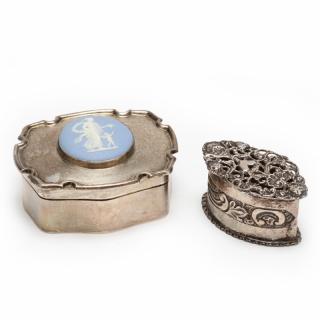 Appraisal: Two English Silver Boxes the first parcel gilt and with