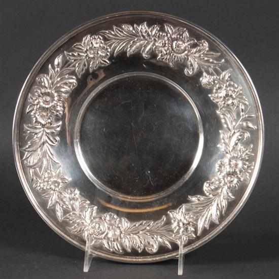 Appraisal: American repousse sterling silver cake plate pattern S Kirk Son