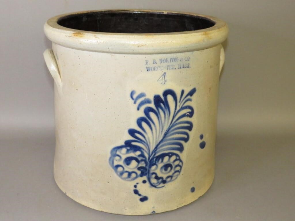 Appraisal: GALLON STONEWARE F B NORTON CO COBALT DECORAca salt glazed