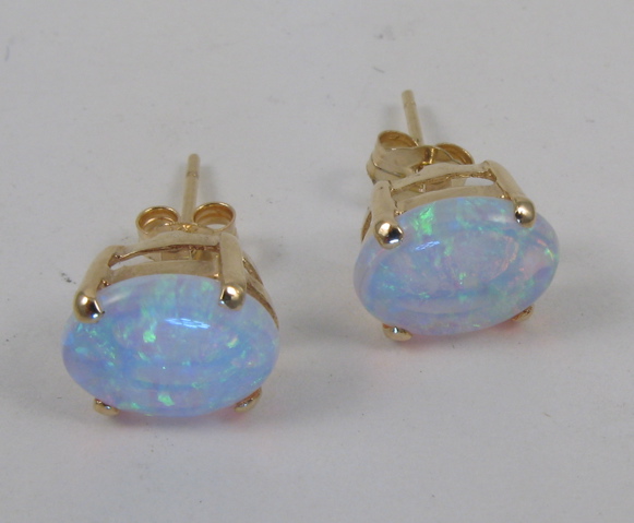 Appraisal: PAIR OF OPAL EARRINGS each k yellow gold and set