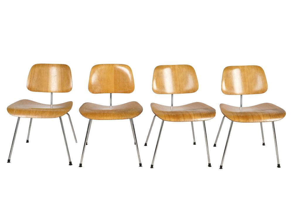 Appraisal: FOUR EAMES FOR HERMAN MILLER DCM CHAIRSlaminated molded plywood and