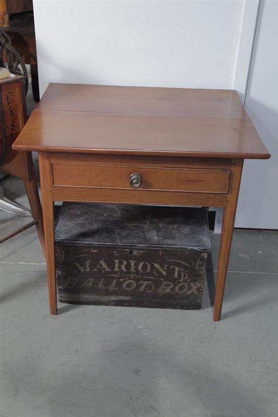 Appraisal: ONE DRAWER STAND Wide cherry stand with brass pull and