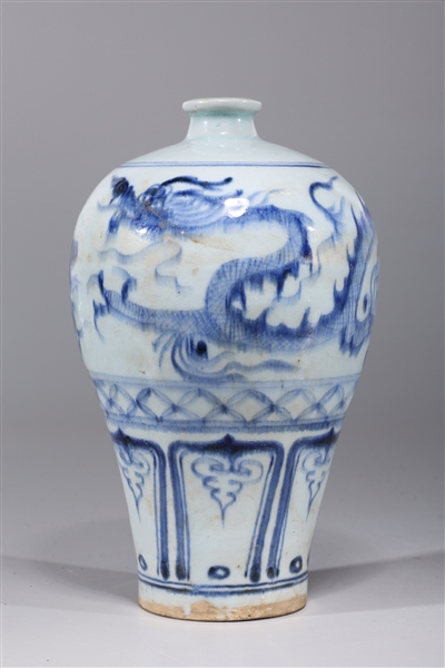 Appraisal: Chinese blue and white porcelain meiping vase with dragon and