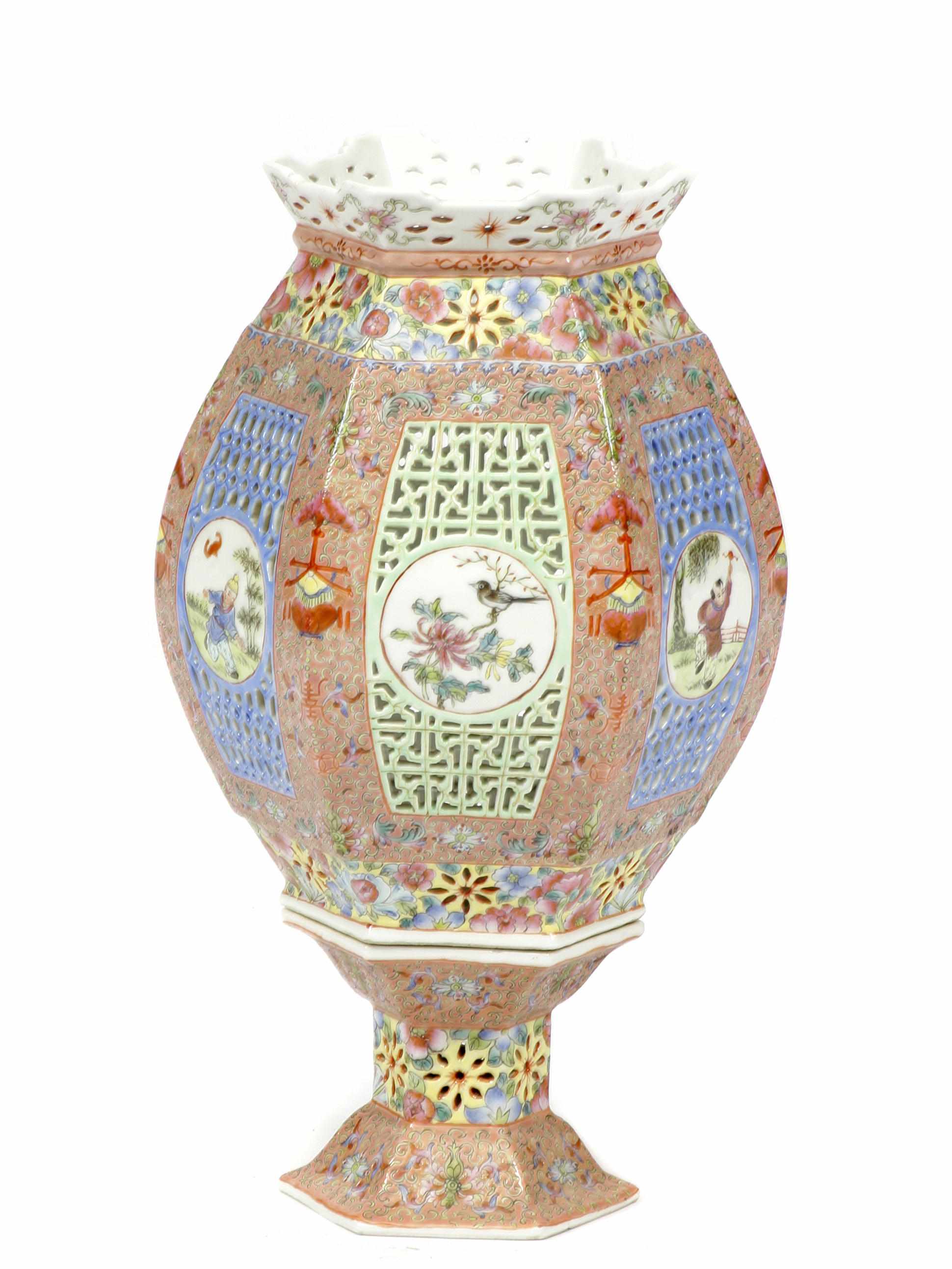 Appraisal: A Chinese eggshell porcelain lantern on stand height in