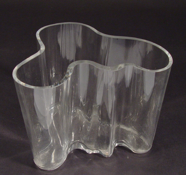 Appraisal: Ittalia clear glass vase designed by Alvar Aalto etched signature