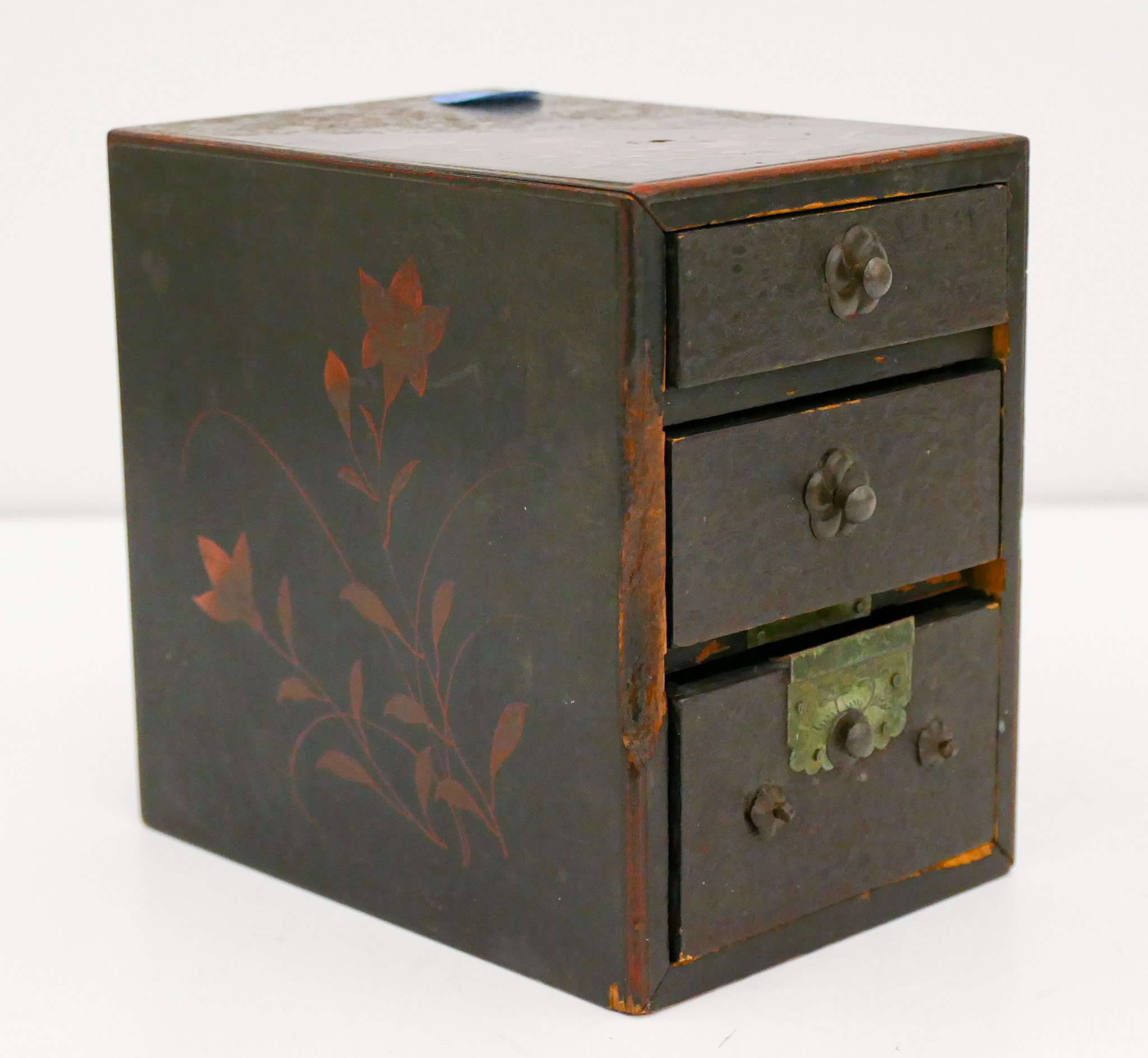 Appraisal: Meiji Japanese Lacquered -Drawer Jewelry Box ''x ''