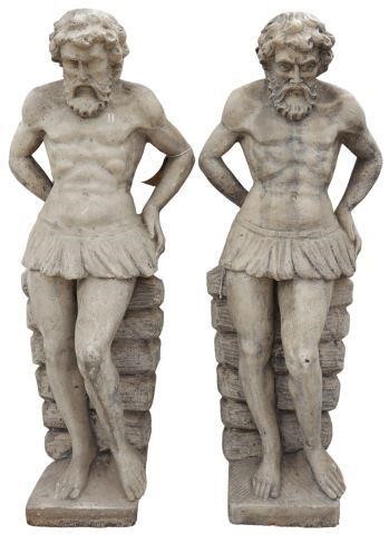 Appraisal: pair Near life-sized cast stone atlantes figures th c depicting