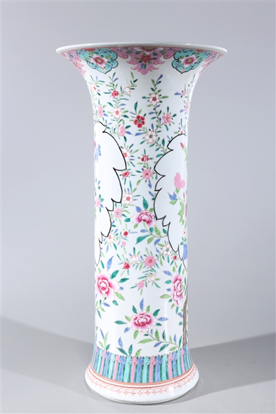 Appraisal: Large Chinese famille rose enameled porcelain beaker vase with flowers