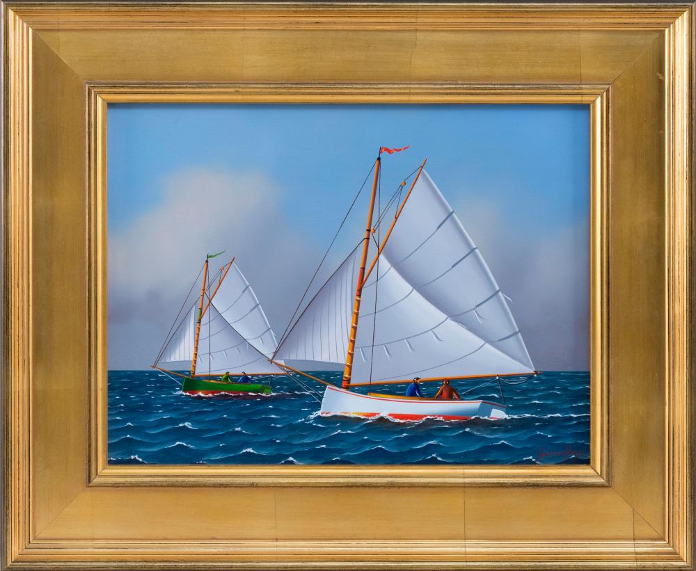 Appraisal: JEROME HOWES NEW YORK MASSACHUSETTS VERMONT B CATBOATS OIL ON