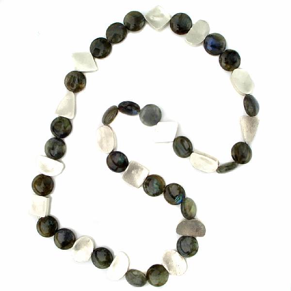 Appraisal: Labradorite Bead Necklace A continuous strand consisting of disc-shaped beads