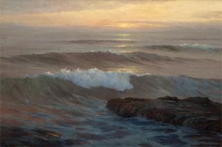 Appraisal: Roi Clarkson Coleman ''Evening'' rocky coastal at sunset signed and