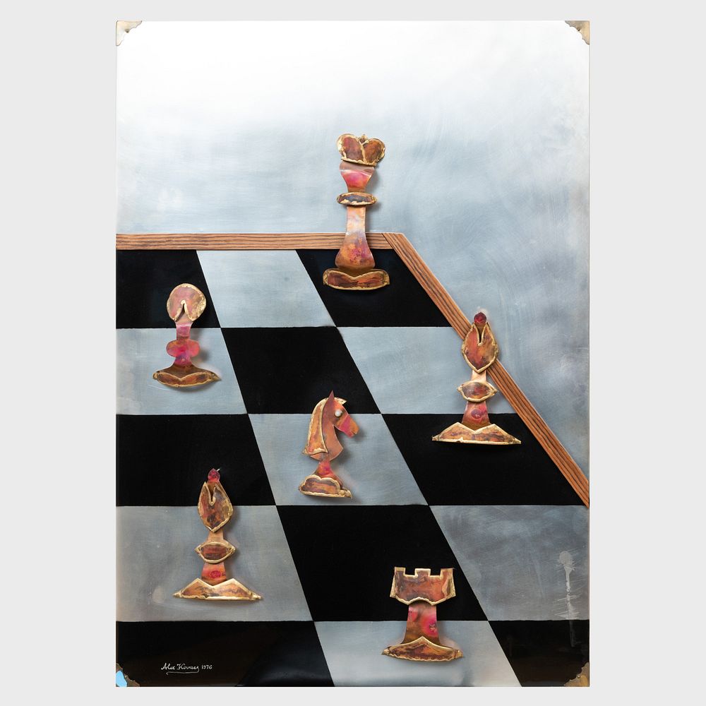 Appraisal: Alex Kovacs Chess Mixed media metal construction signed 'Alex Kovacs'