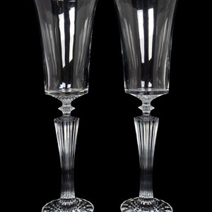 Appraisal: A Large Pair of Baccarat Glass Pedestal Vases Height x