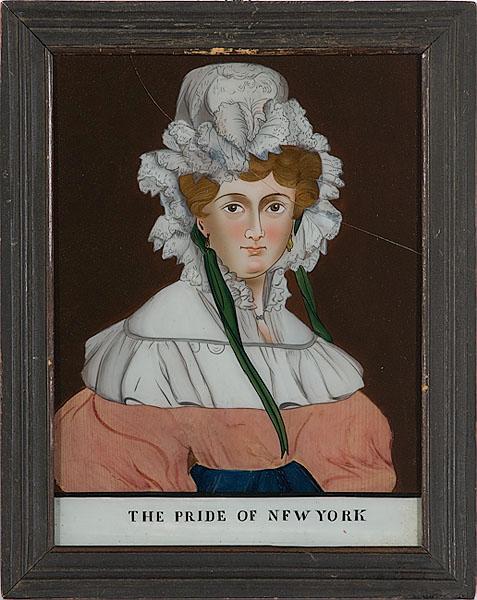 Appraisal: REVERSE PAINTING ON GLASS OF A LADY America early to