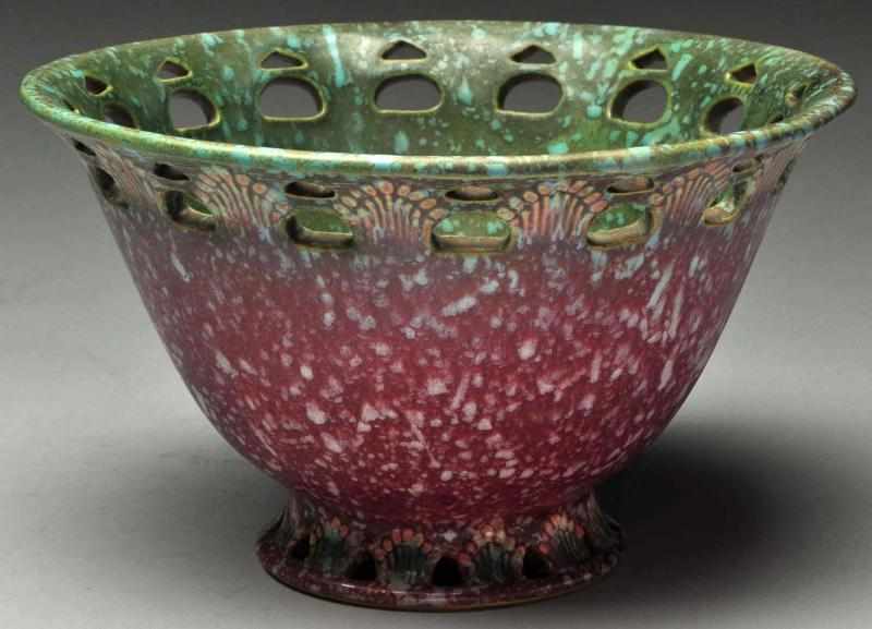 Appraisal: Roseville Red Ferella Compote Description Shape - Mottled red body