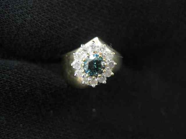 Appraisal: Diamond Ring fancy blue center diamond weighing carat surrounded by