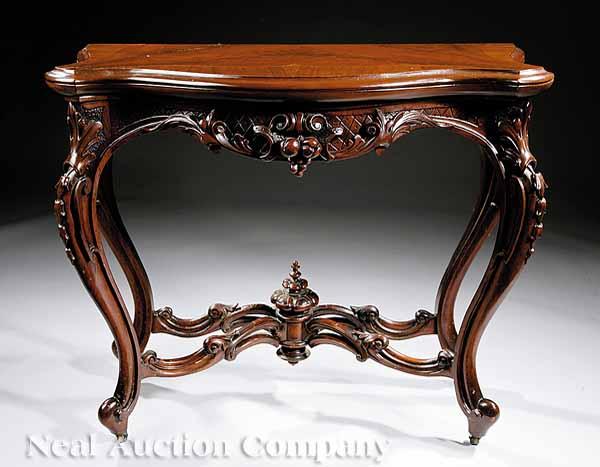 Appraisal: An American Rococo Carved Mahogany Games Table mid- th c