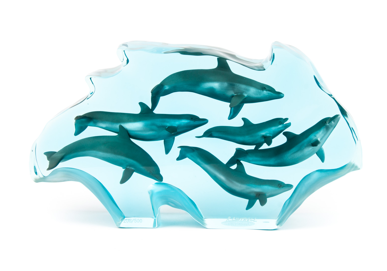 Appraisal: Kimmy Cantrell Dolphin Wave sculpture American Contemporary Lucite sculpture with