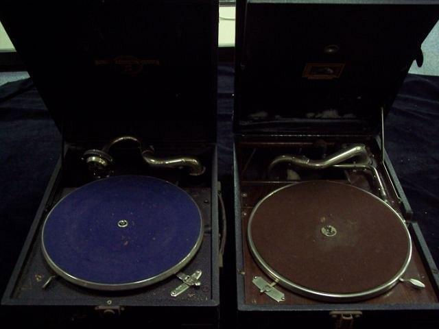 Appraisal: An HMV cased record player and a Columbia cased record