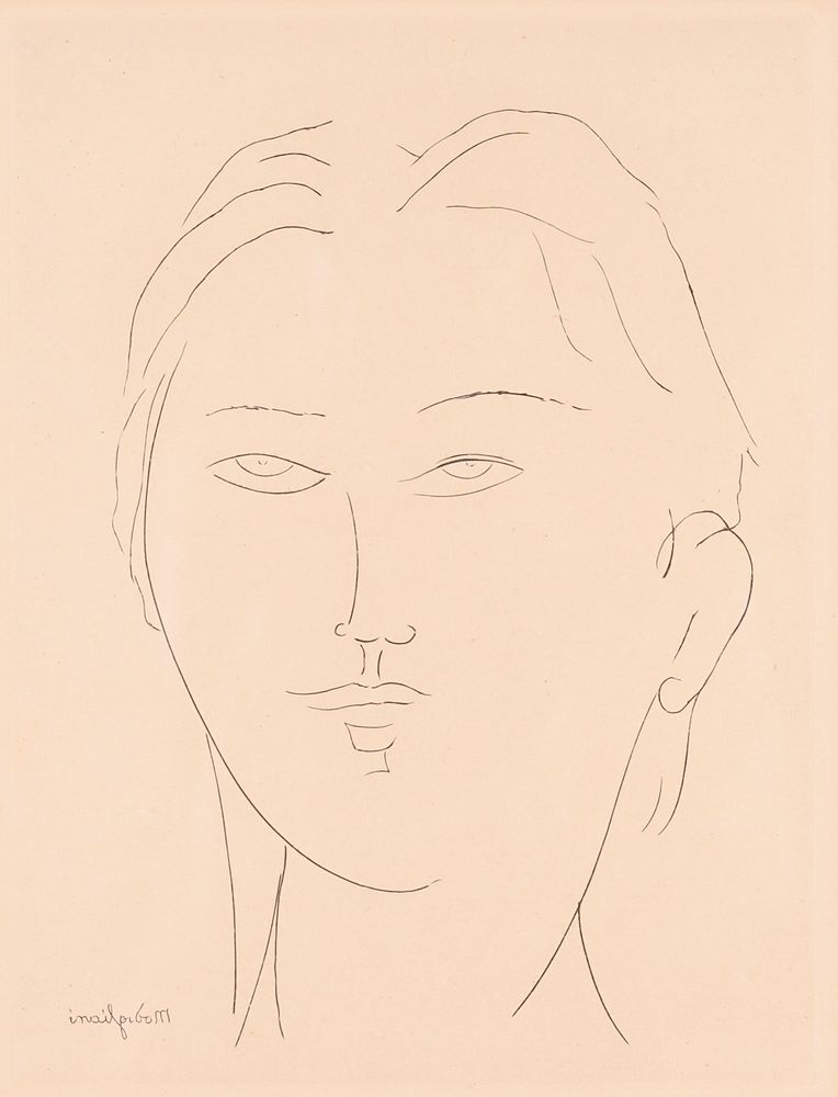 Appraisal: Modigliani Female Head Etching Amedeo Modigliani Italian - One etching