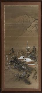 Appraisal: Oriental School Snowy Landscape th c oil o Oriental School