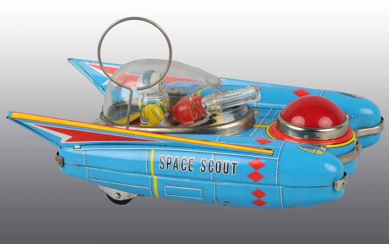 Appraisal: Tin Space Scout Battery-Operated Toy Description Japanese Working Marked Space