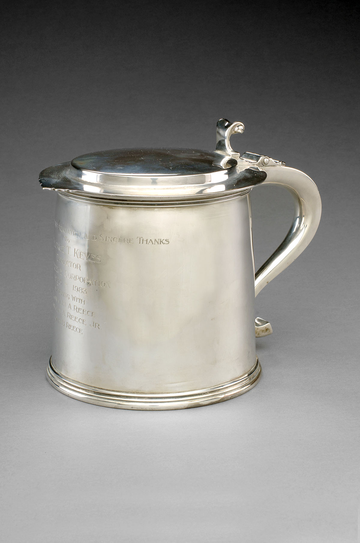 Appraisal: AMERICAN SILVER PRESENTATION TANKARD RETAILED BY SHREVE CRUMP LOW COMPANY