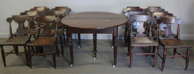 Appraisal: Antique Victorian Table Together with Chairs Table has leaves in