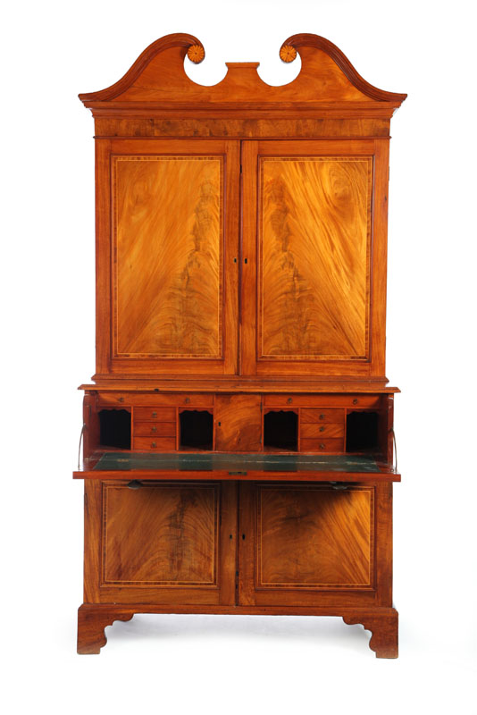 Appraisal: FEDERAL SECRETARY Labeled for Thomas Burling - - mahogany with