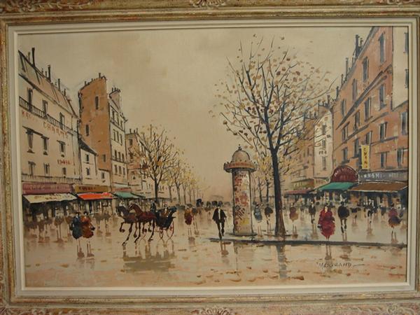 Appraisal: Marchand Continental Paris Street Scene x o c Estimate -