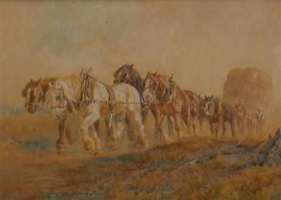 Appraisal: WILLIAM YOUNG WORKING C - DRAUGHT HORSES WATERCOLOUR